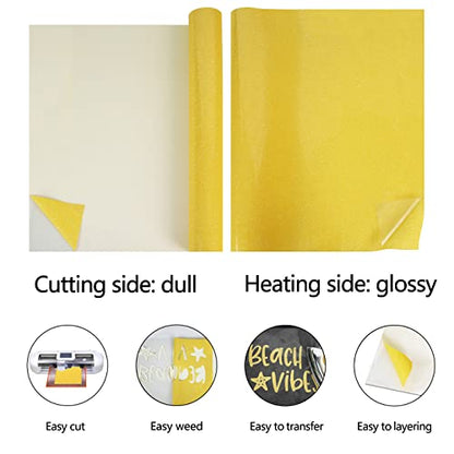Heat Transfer Vinyl Glow Gold Glitter HTV Rolls