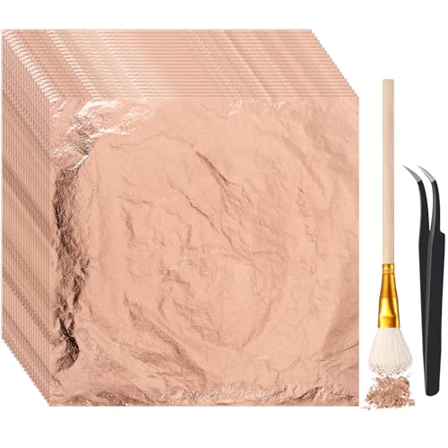 200 Pcs Gold Leaf Sheets for Art Foil Paper Leaf Art Foil Sheets Gilding Brush Thin Paper Craft for Painting Gilding Crafting Decoration