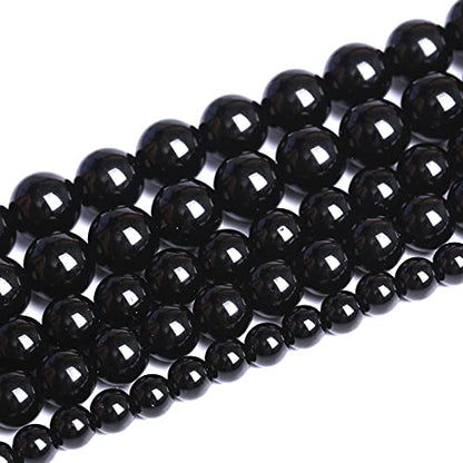 4mm 93pcs Natural Black Agates Onyx Stone Beads Smooth Round Loose Spacer Beads for Jewelry Making DIY Bracelets 15"