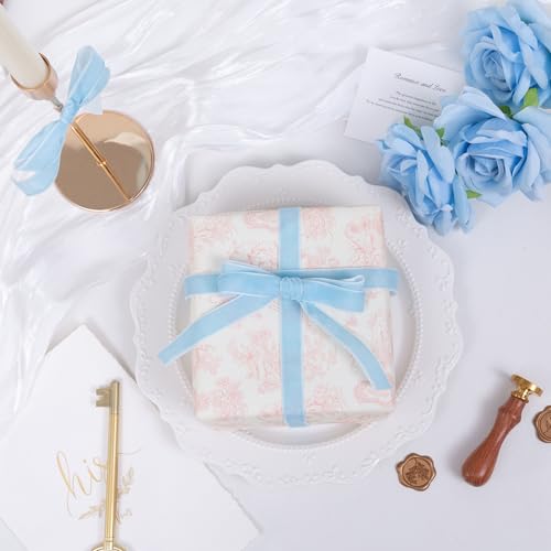 Vintage Sky Blue Velvet Ribbon Christmas Ribbon for Gift Wrapping Crafts Christmas Tree Ornaments Garland Decorations