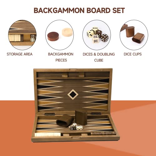 GSE Premium Wooden Inlay Backgammon Board Set