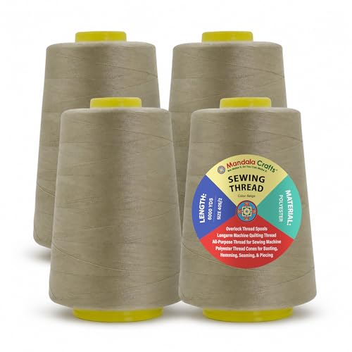 40S 2 Beige Polyester 4 Pack of Serger Threads Cones (72000 Foot)