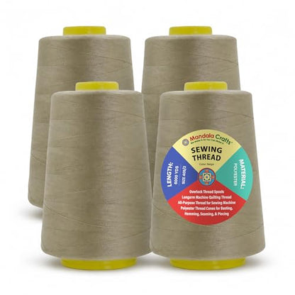 40S 2 Beige Polyester 4 Pack of Serger Threads Cones (72000 Foot)