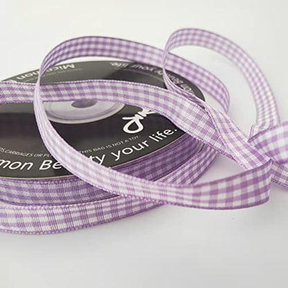 Purple Gingham Plaid Checked Ribbon 25 Yard Each Roll 100% Polyester (75 Foot)