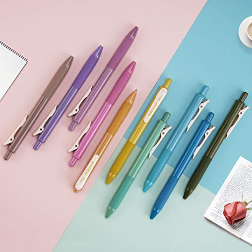 Retractable Gel Pens Quick Dry Ink Pens Fine Point 0.5mm 10 Assorted Unique Vintage Colors For Journaling (10 Count)