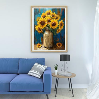 Art Crafts 14ct Counted Cross Stitch Patterns Kits Sunflowers Printed Stamped Cross Stitch Kits for Adults Needlepoint Kits
