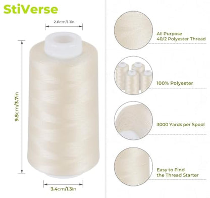 3000 Yards Light Beige Sewing Thread (36000 Foot)