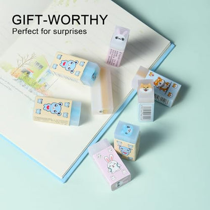 18Pcs Cute Animal Erasers for Kids Bulk (18 Count)