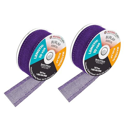 1 Inch Wide Purple Burlap Ribbon for Crafts (60 Foot)