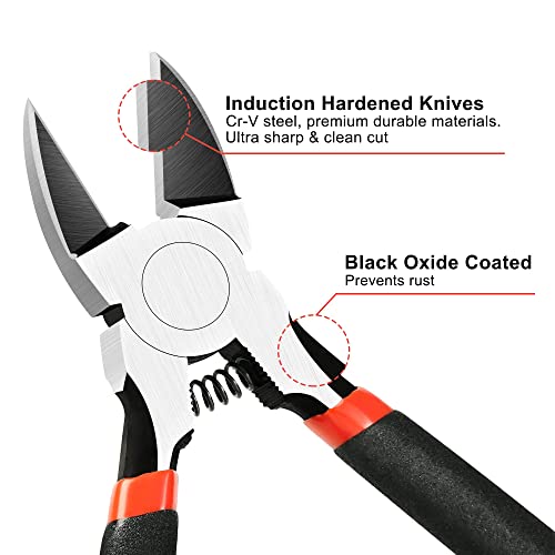 Wire Snips Floral Wire Cutter Jewelry Wire Snippers 6 Inches 2 Pack Flush Cut Pliers Side Cutters Metal Cutting Tool for Crafting (2 Count)