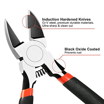Wire Snips Floral Wire Cutter Jewelry Wire Snippers 6 Inches 2 Pack Flush Cut Pliers Side Cutters Metal Cutting Tool for Crafting (2 Count)