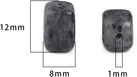 Natural Black Spectrolite Cuboid Stone Loose Semi Gemstone Beads for Jewelry Making 8mmx12mm 38cm/Strand