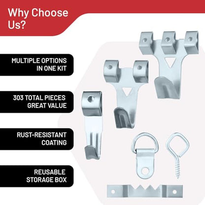 303 Piece Picture Hanging Assortment with Heavy Duty Hooks