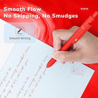 Red Pens 6 Pcs Red Ink Pens Fine Point Smooth Writing Pens (6 Count)