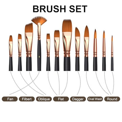 Artist Paint Brush Set (12 Count)