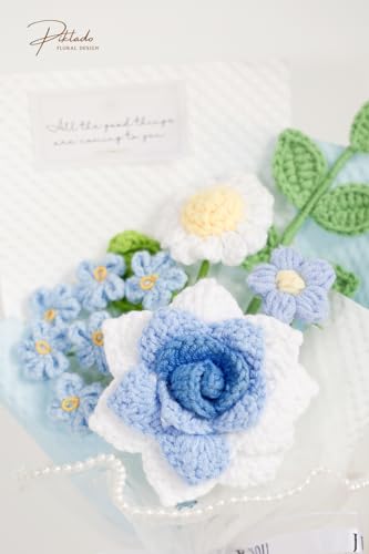 Hand Woven Flower Bouquet Finished for Mother's Day Birthday Gift Crochet Artificial Flower