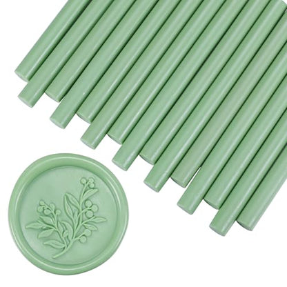 15Pcs Sage Green Glue Gun Sealing Wax Sticks for Wax Seal Stamp (15 Count)