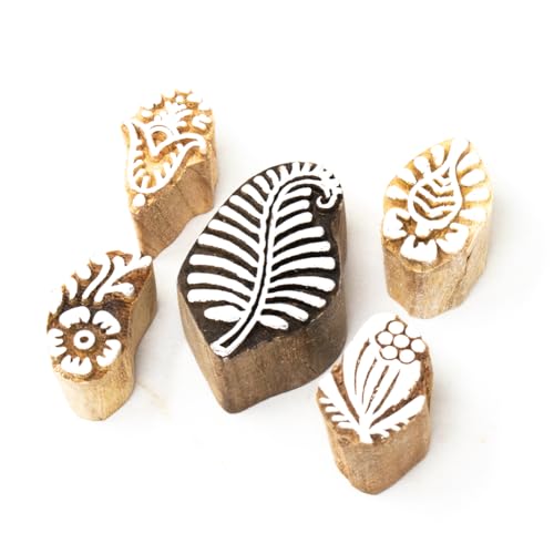 5 Pieces Floral Wooden Printing Stamps (5 Count)