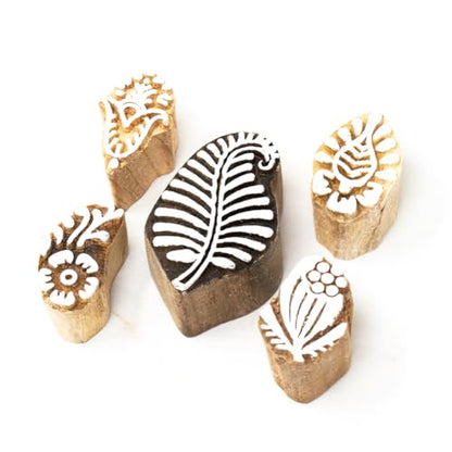 5 Pieces Floral Wooden Printing Stamps (5 Count)