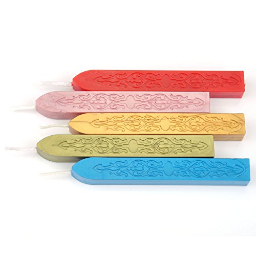 5Pcs Mix Colors Sealing Wax Sticks with Wicks for Wax Seal Stamp (5 Count)