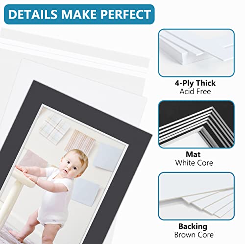 10 Pack 11x14 Black Picture Mat Kit for 8x10 Photo with Bevel Cut