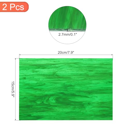 2 Pcs Stained Glass Sheet Mosaic Tile 7.9 Inch x 5.9 Inch Dark Green Stained Glass Sheets for Crafts DIY Art Project