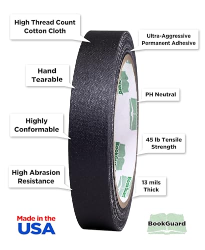 3 4 Inch Black Book Repair Cloth Tape 15 Yard Roll