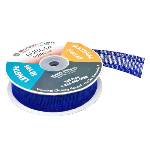 1 Inch Wide Royal Blue Burlap Ribbon for Crafts (60 Foot)