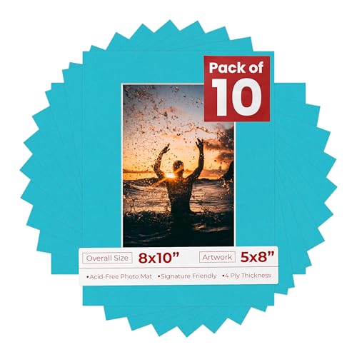 Pack of TEN 8x10 Mats Bevel Cut for 5x8 Photos (10 Count)