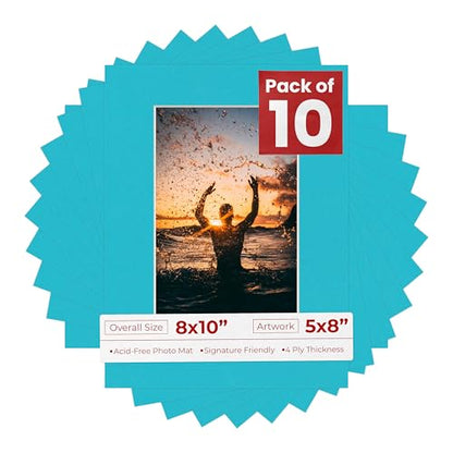 Pack of TEN 8x10 Mats Bevel Cut for 5x8 Photos (10 Count)
