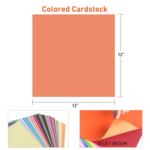 12" x 12" Colored Cardstock 50 Assorted Sheets in 50 Colors