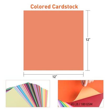 12" x 12" Colored Cardstock 50 Assorted Sheets in 50 Colors