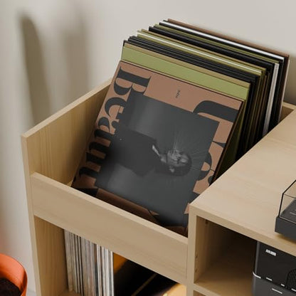 Large Record Player Stand with Vinyl Storage Cabinet