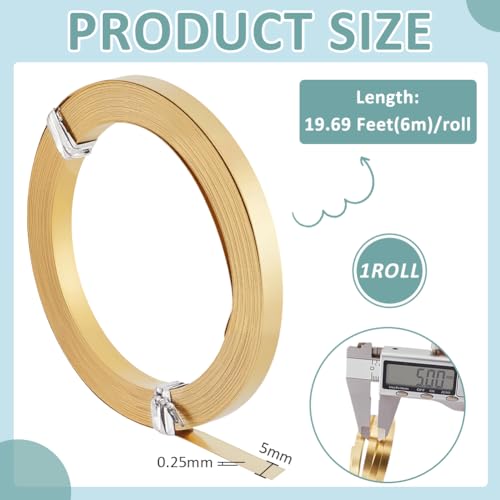 19.7 Ft 30Gauge Brass Flat Bezel Wire (19.69 Foot)