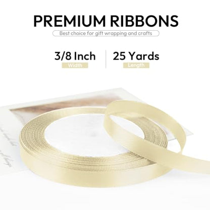 3 8 Inch 25 Yards Satin Ribbon Ivory