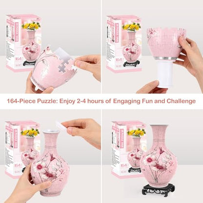 3D Puzzle Vase for Adults with 164 Plastic Pieces