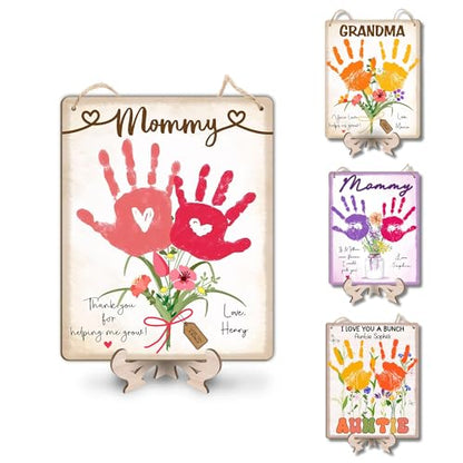 DIY Baby's First Mothers Day Handprint Flowers Hanging Sign