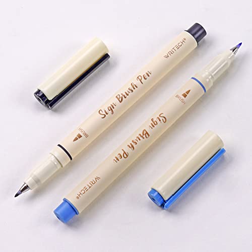 Arts Sign Brush Pen Brush Tip Marker Felt Tip Water Based Ink Color Pens 12 Assorted Pastel Colors Great for Lettering (12 Count)