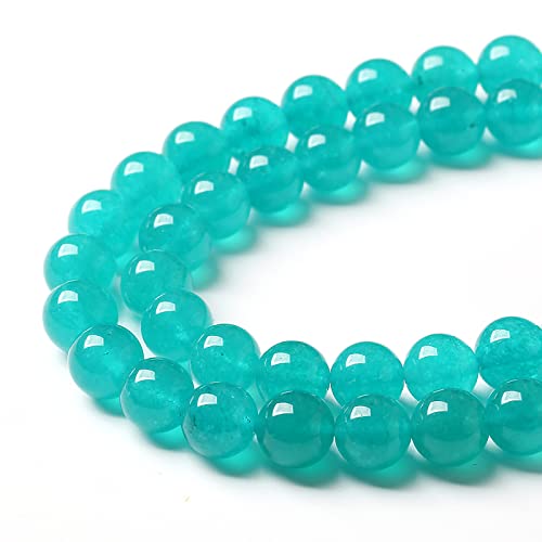 38PCS 10mm Natural Stone Beads Blue Amazonite Jade Stone Round Loose Beads for Jewelry Making DIY Bracelet Necklace 15 Inch (16 Count)