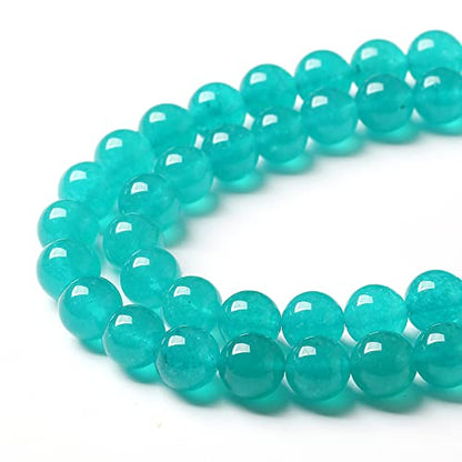 38PCS 10mm Natural Stone Beads Blue Amazonite Jade Stone Round Loose Beads for Jewelry Making DIY Bracelet Necklace 15 Inch (16 Count)
