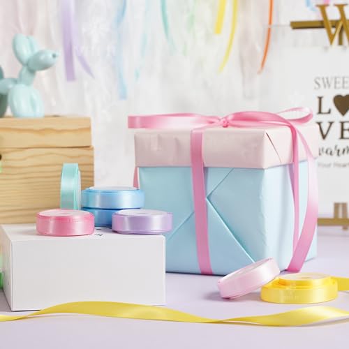 Pastel Rainbow Ribbon Assortment Satin Rainbow Colored Ribbon 3 (150 Foot)