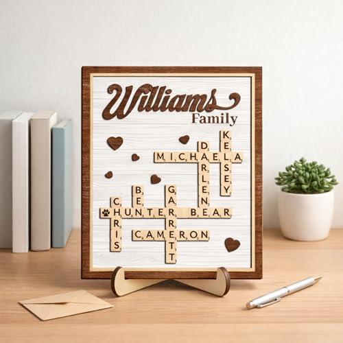 Personalized Crossword Family Names Scrabble Wooden Home Decor