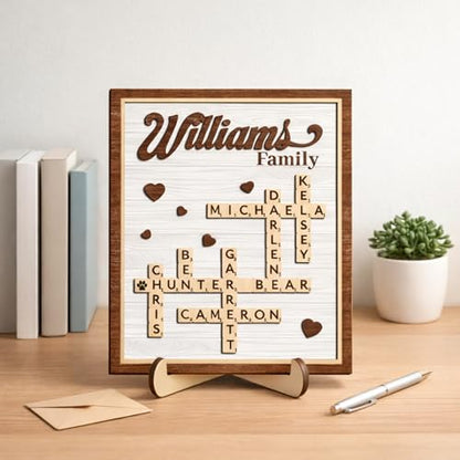 Personalized Crossword Family Names Scrabble Wooden Home Decor