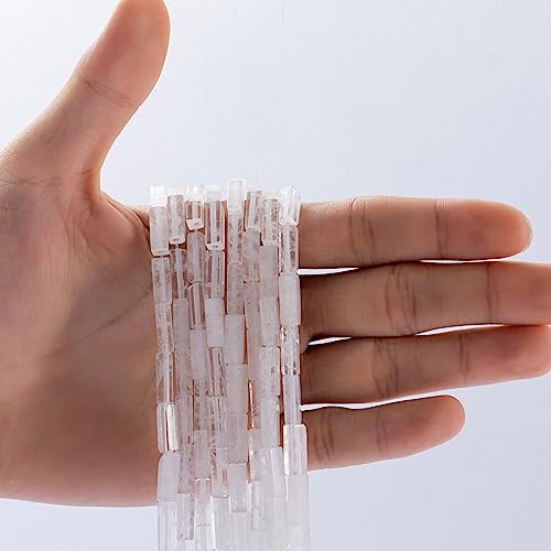 Natural White Crystal Rectangle Tube Beads 4x13mm 38cm (28 Count)