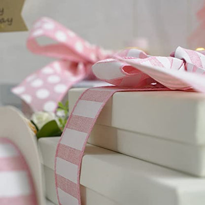 Pink Striped Burlap Ribbon (30 Foot)