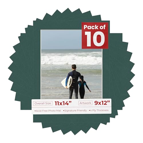 Pack of TEN 11x14 Mats Bevel Cut for 9x12 Photos (10 Count)