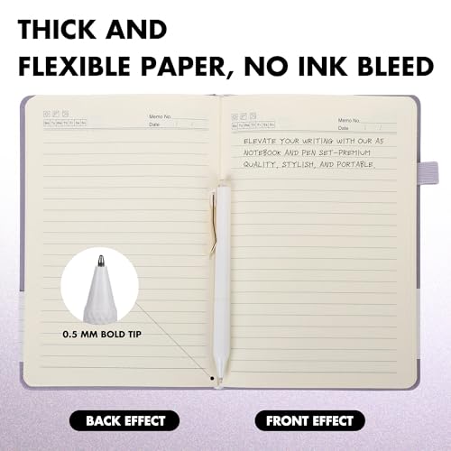 12 Set Lined Notebook Journals with Pens A5 Notebooks 100 GSM College Ruled Hardcover Notebook PU Leather Notepad with Pen Holder for Office School (60 Count)