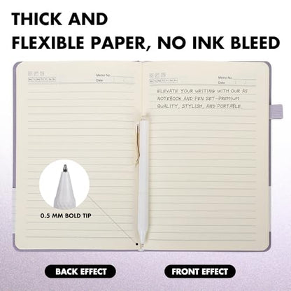 12 Set Lined Notebook Journals with Pens A5 Notebooks 100 GSM College Ruled Hardcover Notebook PU Leather Notepad with Pen Holder for Office School (60 Count)