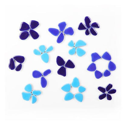 454g (1 LB) Bulk Mosaic Tiles for Crafts Mini Pebbles Ceramic Tile for Crafts Mosaic Supplies, Petal Irregular Broken Tiles for Mosaics Making Art Craft Blue Blue Mix (OP200) (220 Count)