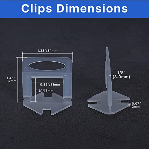 Tile Leveling System Clips Spacers Tile Leveler Clips DIY Tile Leveler Spacers 2100 Pcs 1 (1000 Count)